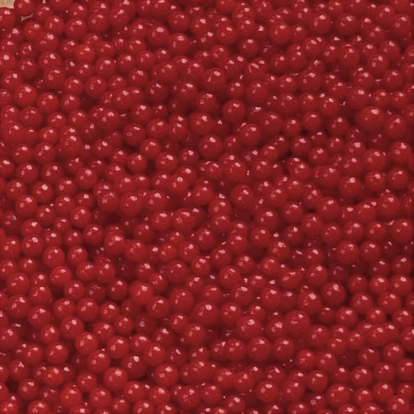 Red 4mm Bead Sprinkles approx 4oz jar