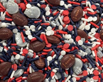 Sprinkles Mix approx 4oz jar - Go Team Blend New England Patriots™-inspired cupcake sprinkle custom blend Super Bowl