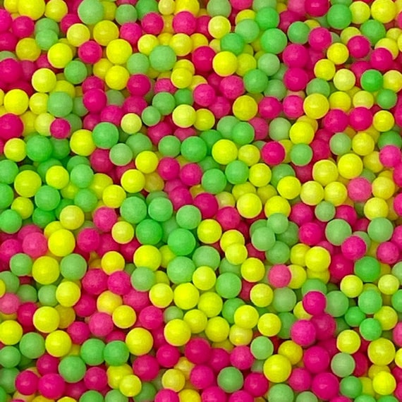 Neon Mix GLOW IN DARK 4mm Bead Sprinkles approx 4oz jar