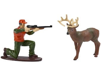 Deer Hunting Cake Topper Set – 2 Piece | Hunter & Deer Figurines | Outdoor Sportsman Birthday or First Hunt Celebration