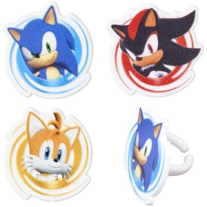 Sonic the Hedgehog™ Cupcake Rings | 12 Count | Sonic Party Supplies and Cake Toppers Featuring Shadow, Sonic & Tails