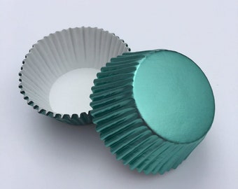 Mint Green / Teal Foil Cupcake Liner - STANDARD size | 50 count | Grease-Proof Baking Cups