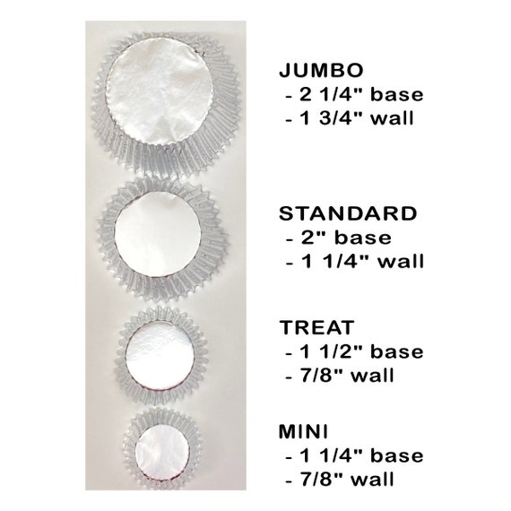 KING / JUMBO Foil Cupcake Liners / Baking Cups – Silver – Cake Connection