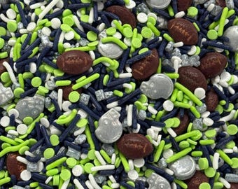 Sprinkles Mix approx 4oz jar - Go Team Blend Seattle Seahawks™-inspired cupcake sprinkle custom blend Super Bowl