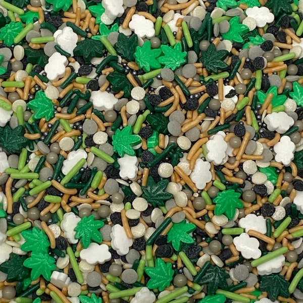 Sprinkles Mix approx 4oz jar - Get Lit w/ Marijuana Pot Leaf