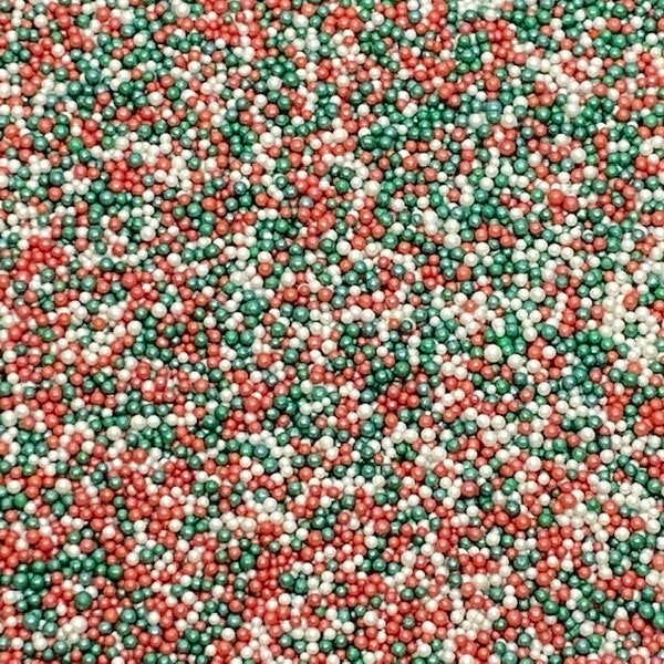 Sprinkles approx 4oz jar - Nonpareils Pearlized Christmas Mix