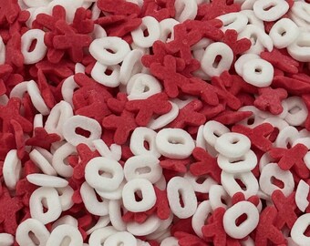 Shaped Confetti Sprinkles 4oz jar (approx 3.2oz) - X's & O's Valentine Love