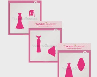 Wedding Dress Maker Cookie Decorating Stencil Set by Cookie Countess