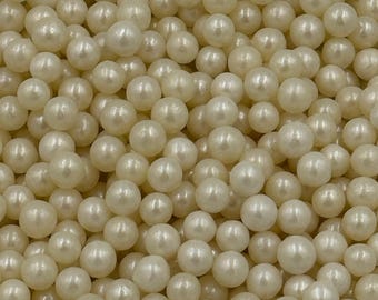 7mm Bead Sprinkles 4oz jar (approx 3.2oz) - Pearlized White