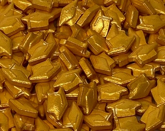 Sprinkles approx 4oz jar - Graduation Grad Caps GOLD