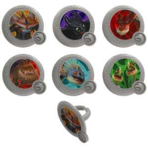 How to Train Your Dragon™ Cupcake Topper Rings | 12 Count | Official Cake Toppers & Party Favors
