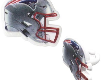 NFL New England Patriots™ Helmet Cupcake Rings - 12 Count | Official Football Party Toppers
