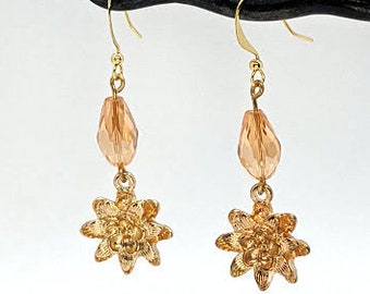 Floral Dangle Earrings, Swarovski Crystal