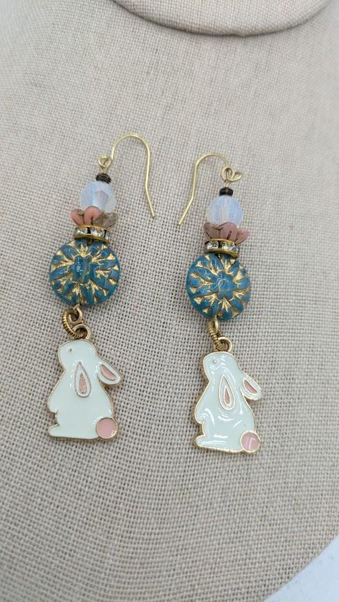 Bunny Easter Earrings Czech Glass Spring Jewelry - Etsy