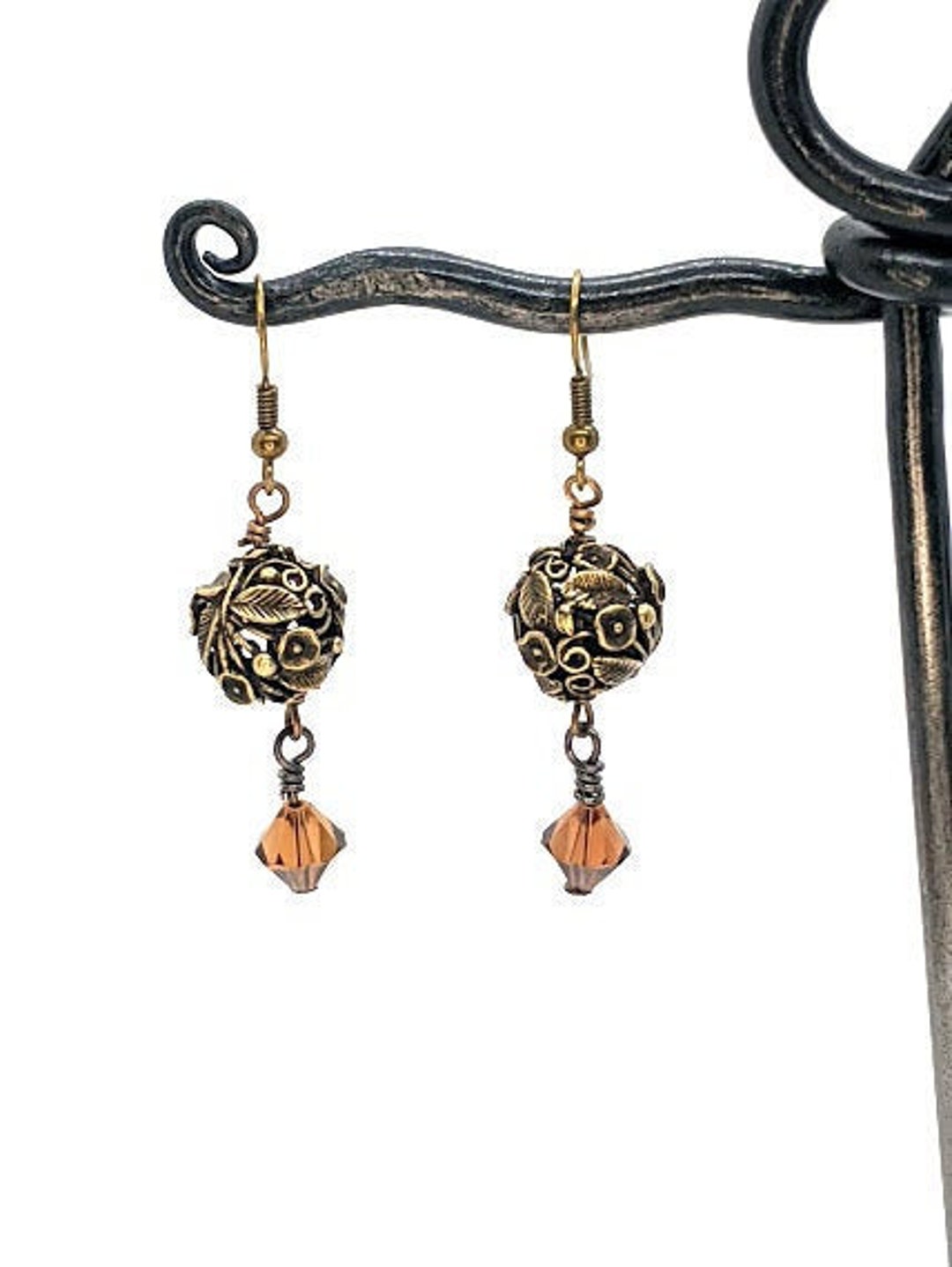 Floral Ball Earrings Swarovski Crystal Etsy