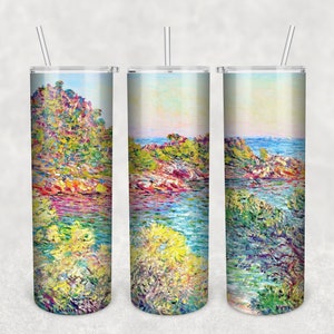 Claude Monet Montecarlo - 20 0z Skinny Tumbler Sublimation PNG Download Fine Art Design