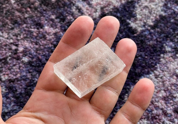 Optical Clear Calcite Iceland Spar Large Crystal Natural Raw Mineral 246g 