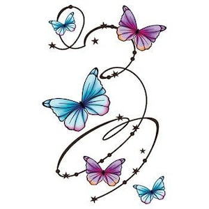 Colorful Butterfly Swirl Temporary Tattoo