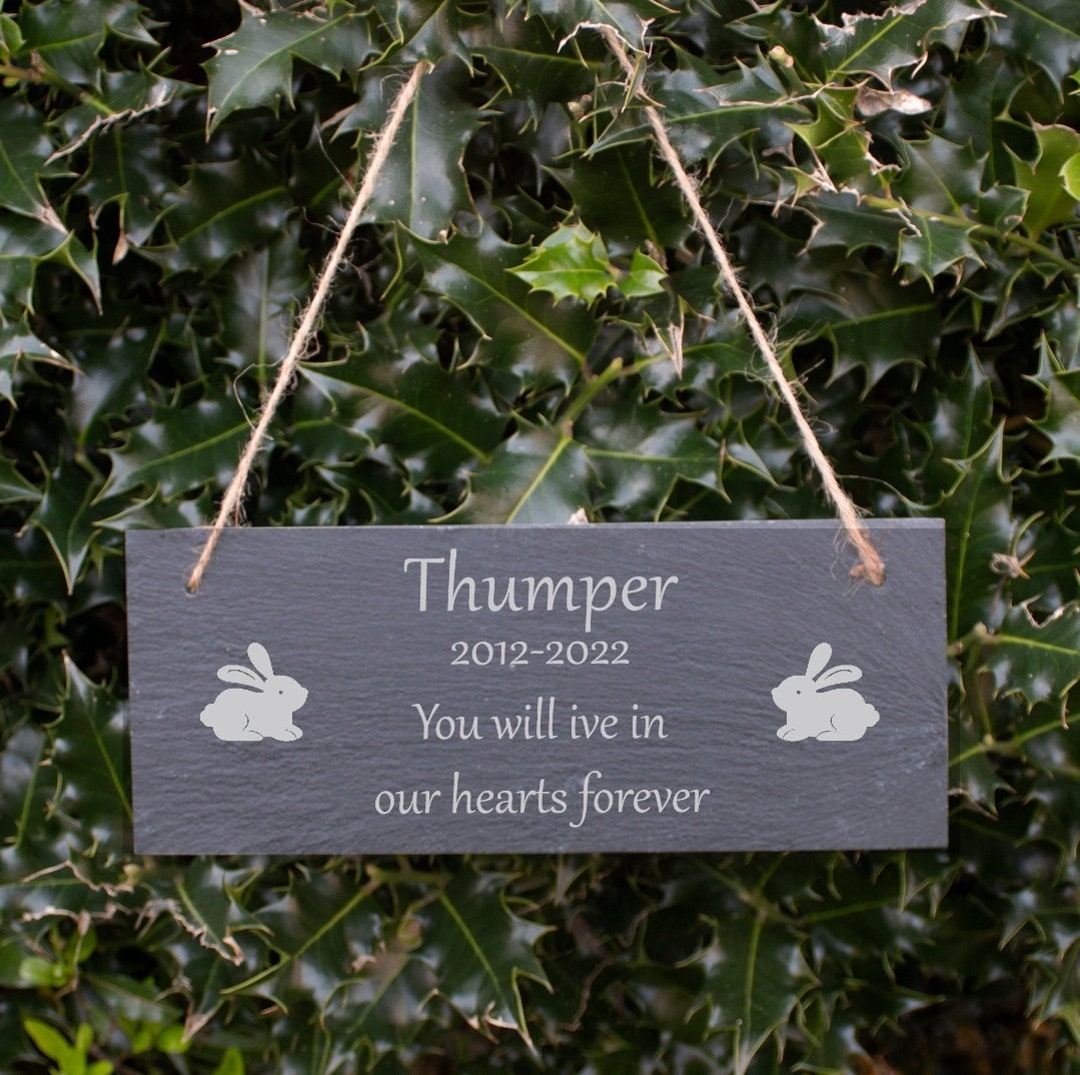 Personalised Pet Rabbit Hanging Memorial Plaque Rectangle - Etsy