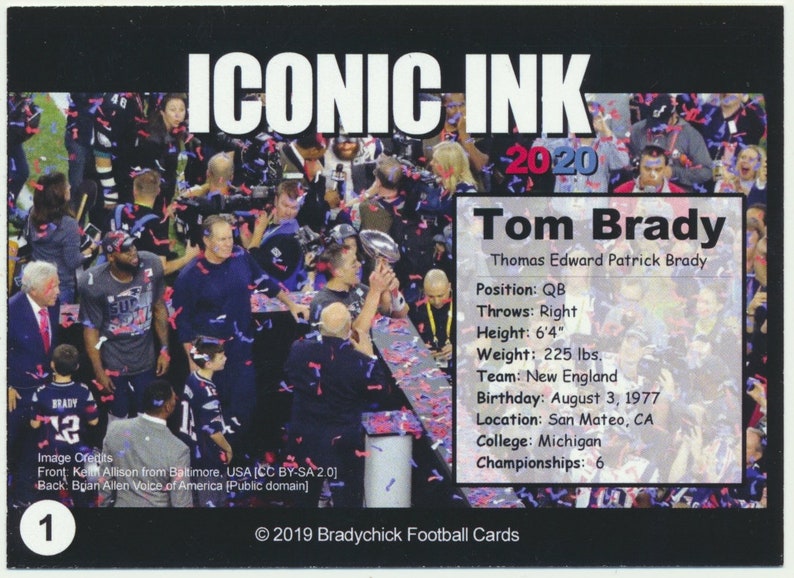 Iconic Ink Autographs Tom Brady Facsimile Autograph Novelty Card: Iconic 2020 - Etsy