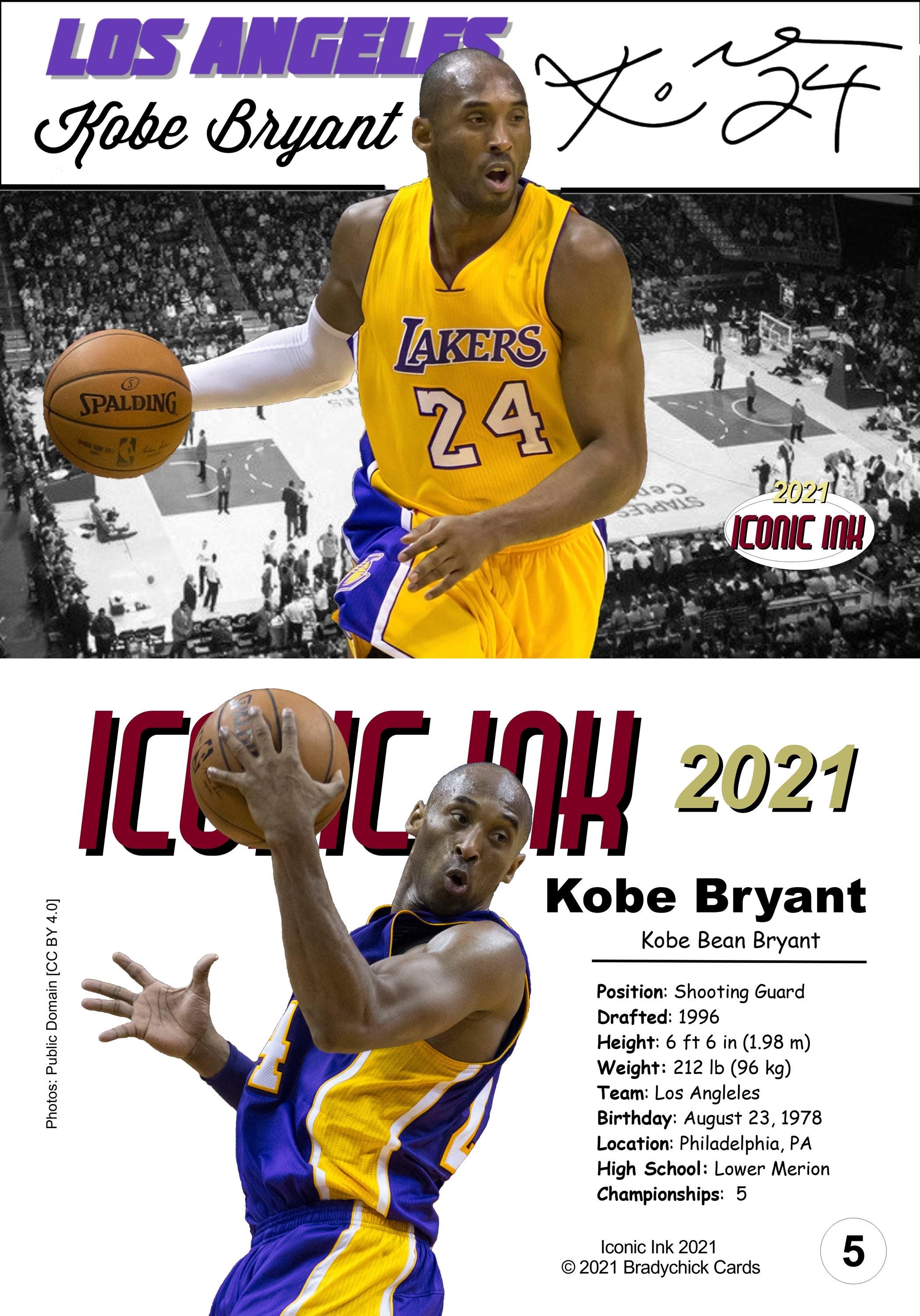 Kobe Bryant Iconic Ink 2021 Novelty Facsimile Autograph. Memorial