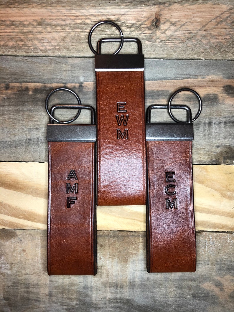 Handmade Genuine Leather Keychain with Initials