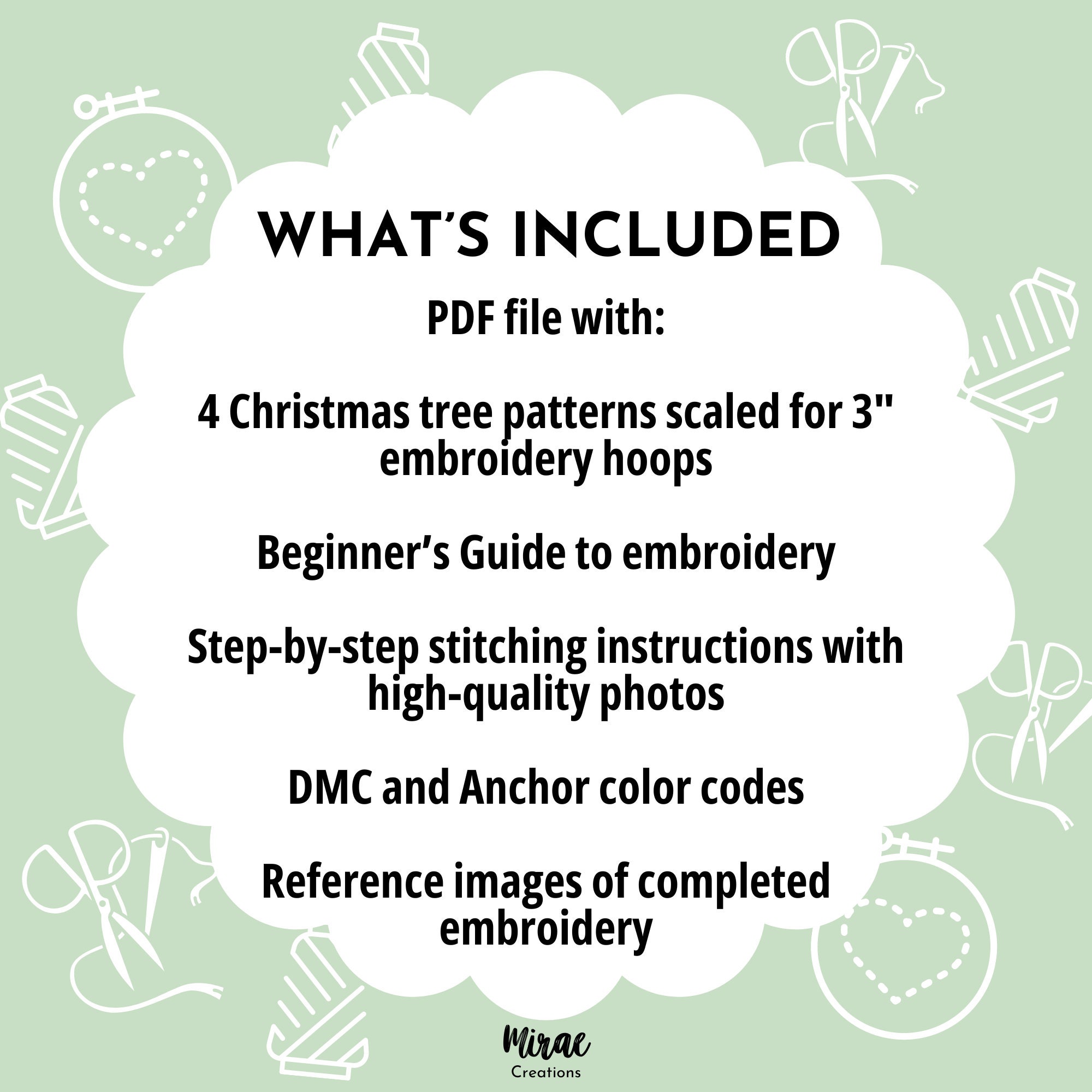 Christmas Tree Ornaments Embroidery Pattern + Stitch Guide | Winter ...