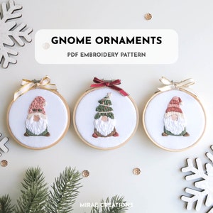 Christmas Gnomes Embroidery Pattern + Stitch Guide | Winter Embroidery Designs | Hand Embroidery Pattern | PDF Digital Download | Beginner