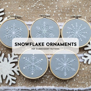 Snowflake Tree Ornaments Embroidery Pattern + Stitch Guide | Winter Embroidery Designs | Hand Embroidery Pattern | Digital PDF Download