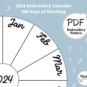 2024 Embroidery Calendar Pattern | 365 Days of Stitching | Monthly Embroidery Calendar | Embroidery Pattern | PDF Digital Download