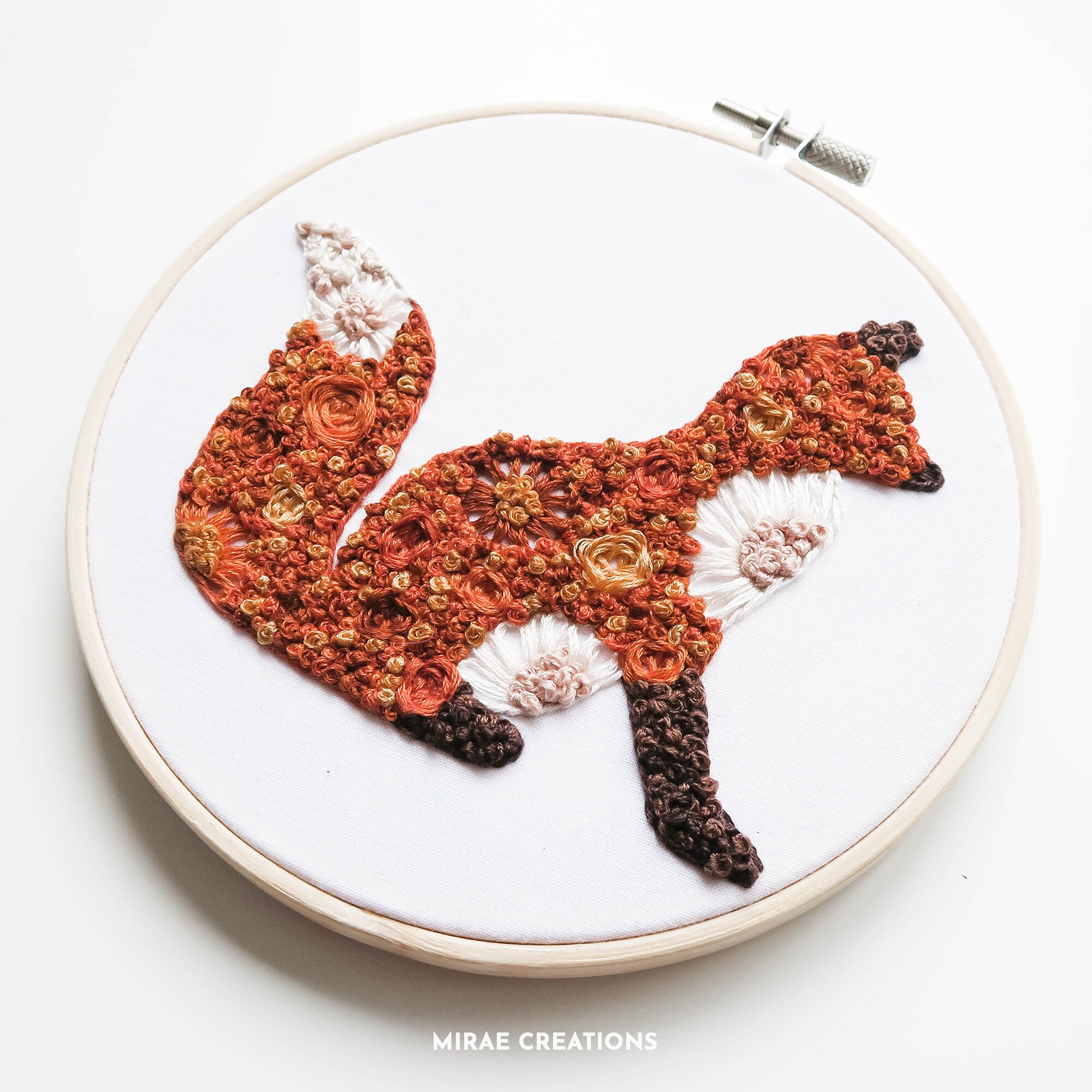 Floral Fox Hand Embroidery Pattern and Stitch Guide | Woodland Animal ...