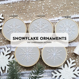 Snowflake Tree Ornaments Embroidery Pattern + Stitch Guide | Winter Embroidery Designs | Hand Embroidery Pattern | Digital PDF Download
