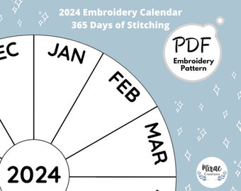 2024 Embroidery Calendar Pattern | 365 Days of Stitching | Monthly Embroidery Calendar| Embroidery Pattern | PDF Digital Download