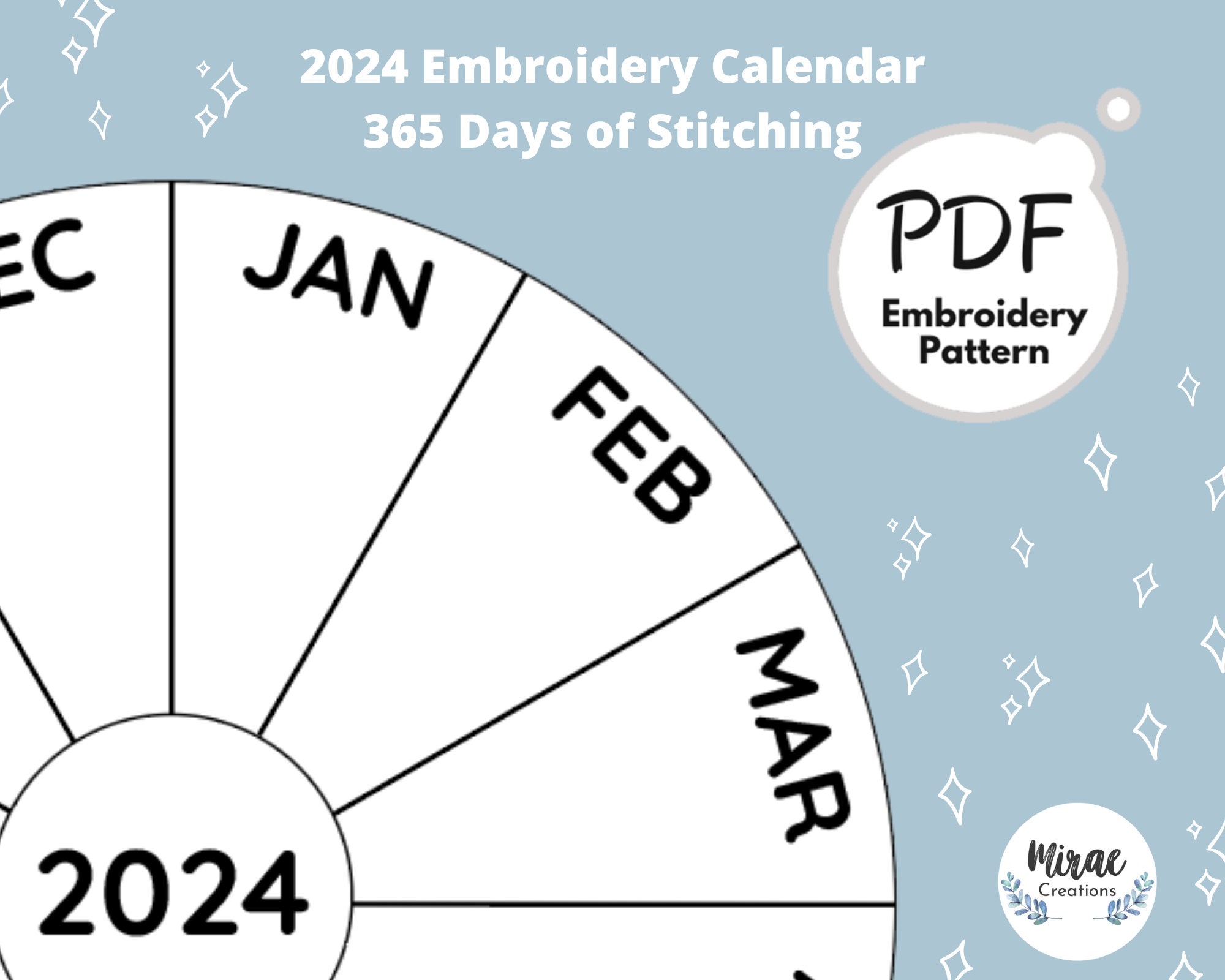 2024 Embroidery Calendar Pattern 365 Days of Stitching Monthly Embroidery  Calendar Embroidery Pattern PDF Digital Download 