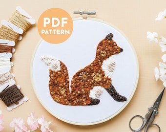 Floral Fox Hand Embroidery Pattern and Stitch Guide | Woodland Animal Embroidery | Hand Embroidery Pattern | PDF Digital Download | Beginner