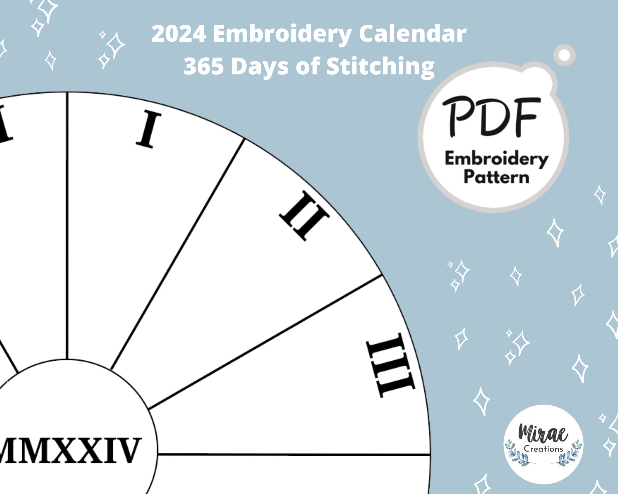 2024 Embroidery Calendar Pattern 365 Days of Stitching Monthly Embroidery  Calendar Embroidery Pattern PDF Digital Download 
