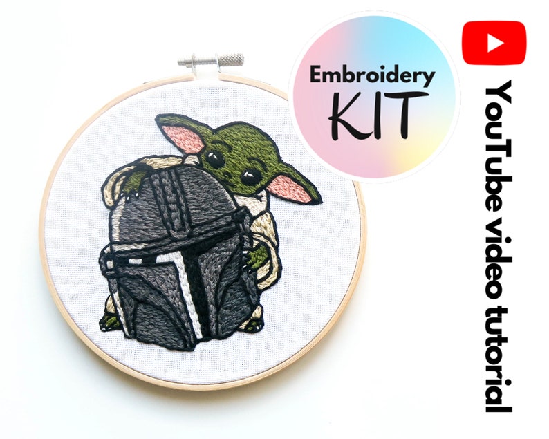 Baby Yoda Embroidery Kit Star Wars Embroidery Kit Hand Etsy