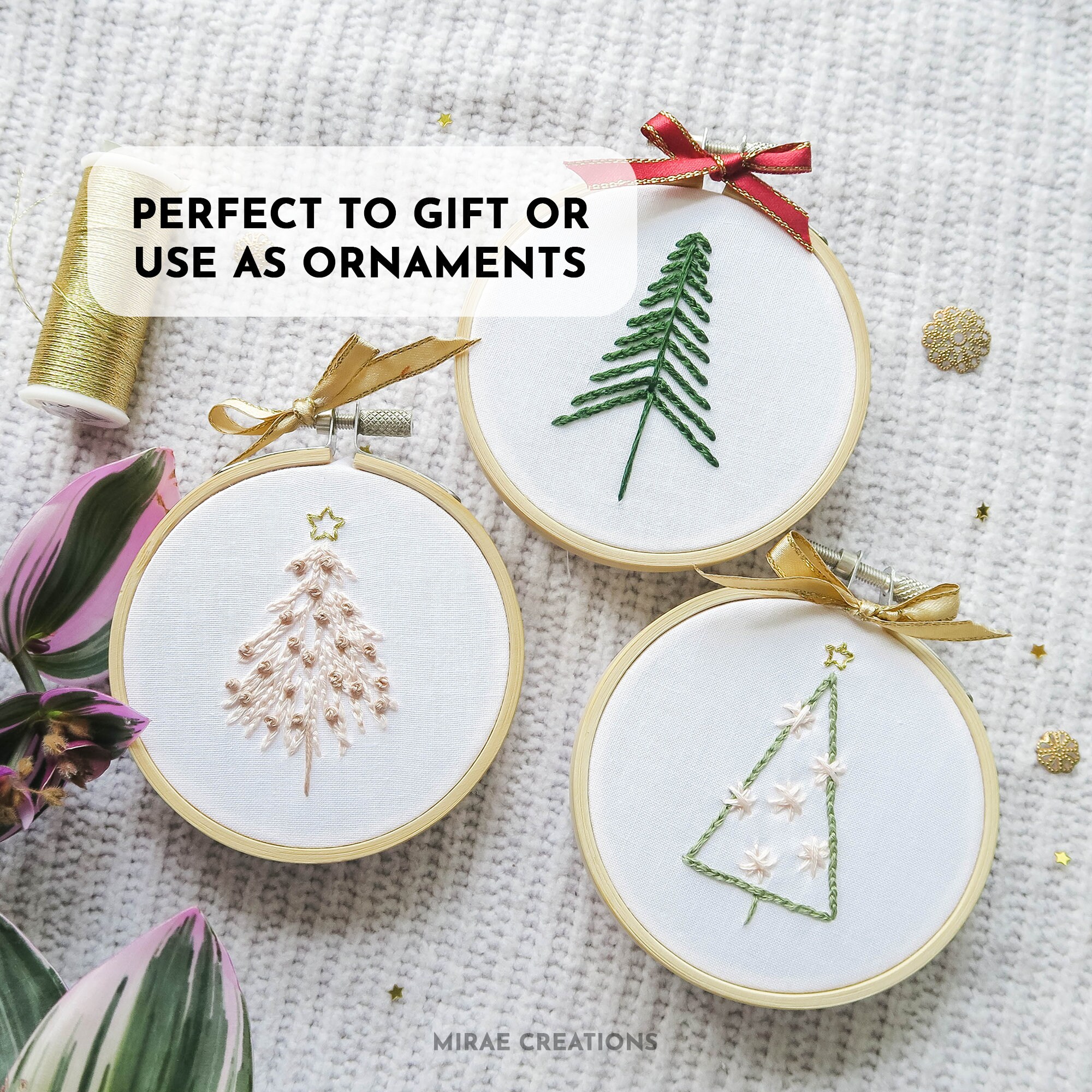 12 Christmas Tree Ornaments Embroidery Pattern + Stitch Guide | Winter ...