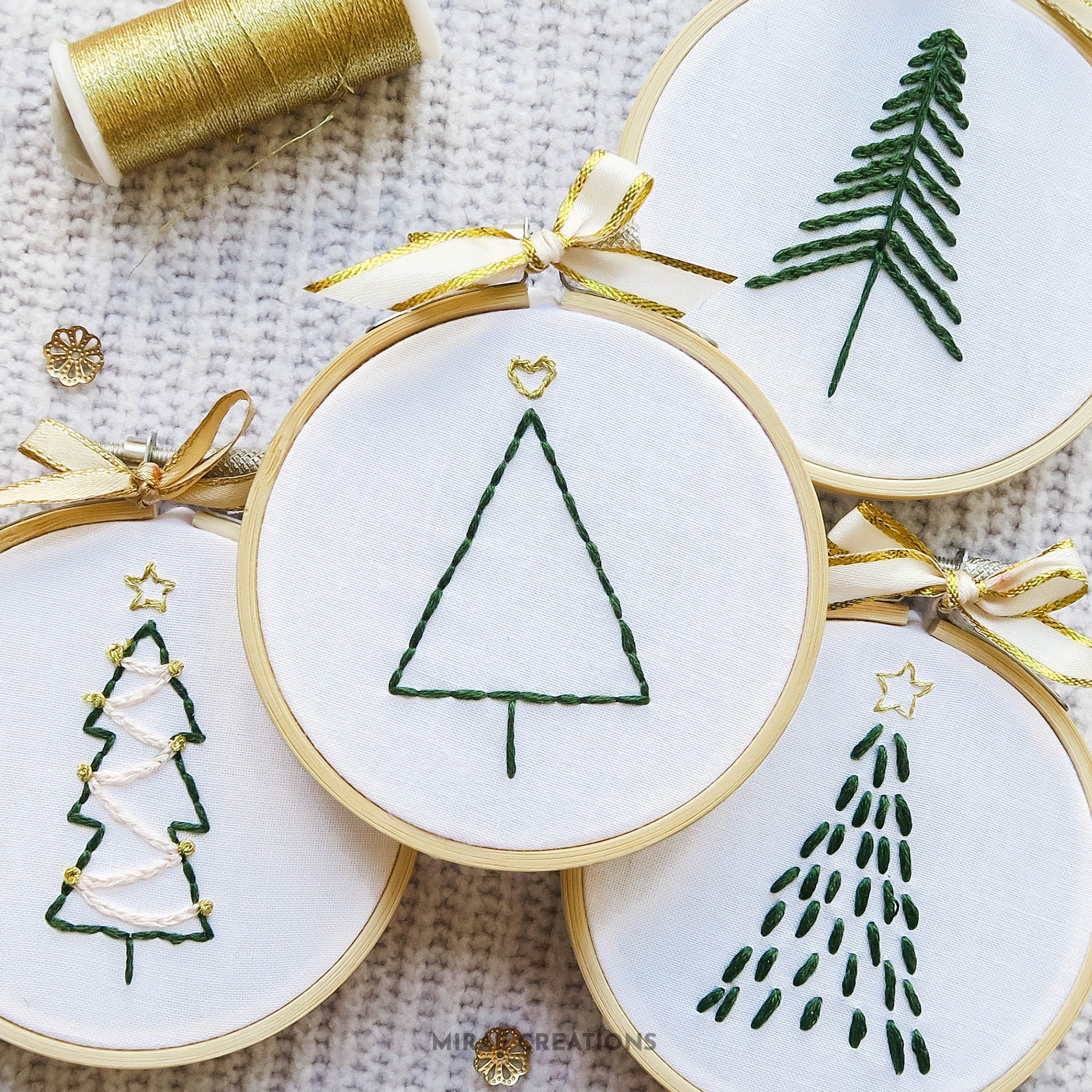 Christmas Tree Ornaments Embroidery Pattern + Stitch Guide | Winter ...