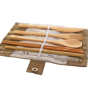 Cutlery Set for Travel, Picnic & Work | Sustainable Gifts for Her | Outdoor Utensil Set | Zero-waste Cutlery Set | Gift for Nature Lovers