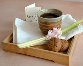 Petit plateau à thé fait main | Plateau de service en bambou haut de gamme | Plat de service carré | Assiette de desserts