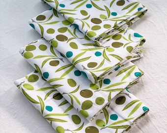 Cotton Kitchen Towel Set of 4 | Perfect Christmas Gift | Olive Pattern Kitchen Dish Towel | Tea Towel | Housewarming Gift
