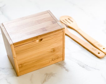 Boîte de recettes faites main | Organiseur de recettes en bois | Cadeau Fête des Mères | Cadeau fête des pères
