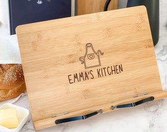 Personalized Bamboo Cookbook Stand | Gifts for Her | Unique Christmas Gift | Customized Recipe Stand | Wooden Recipe Holder