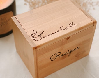 Personalized Wooden Recipe Card Holder | Custom Cooking Recipe Box| Gift For Mom| Gift for Grandma | Gift for Dad