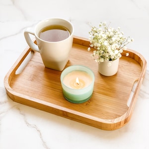 Premium Bamboo Serving Tray | Gifts for Her | Unique Christmas Gift Wooden Tea Tray | Bamboo Breakfast Tray | Breakfast in bed Tray