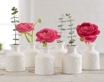 Mini-Keramik-Blumenknospenvasen, perfekt für aufkeimende Blumen, kleine Pflanzen oder Dekoration, 6er-Set, Geschenk für Mama, Geschenk für Sie