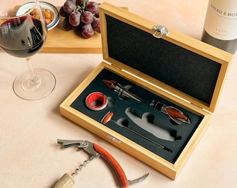 Ensemble d'accessoires pour ouvre-bouteille avec boîte | Outils pour le vin haut de gamme | Outil à vin avec bouchon et tire-bouchon cadeau pour elle | Cadeau pour lui