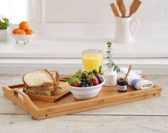 Handmade Breakfast in bed Tray |  Premium Quality Wooden Serving Tray | Ottoman Tray with Legs| Mother's day Gifts | Gifts for Dad