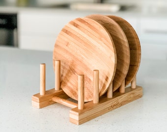 Small Dish Rack | Wooden Plates Holder | Perfect Christmas Gift | Kitchen Storage | Cabinet Organizer